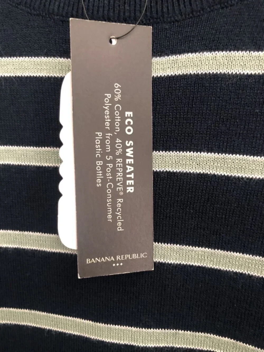 Banana Republic ECO Navy Striped Crew Neck Knit Sweater Top Men's XL NWT